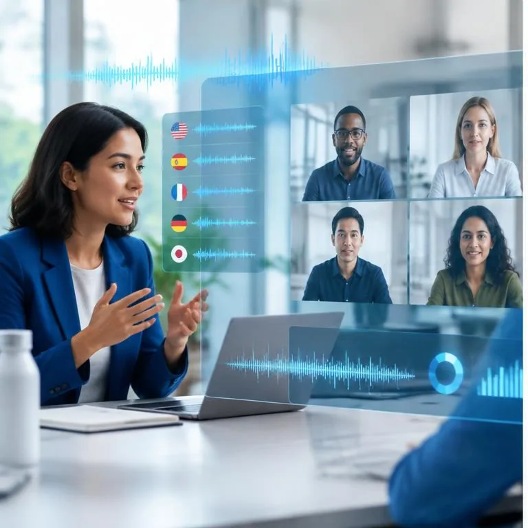 Speech Recognition specialists working together in a bright corporate environment