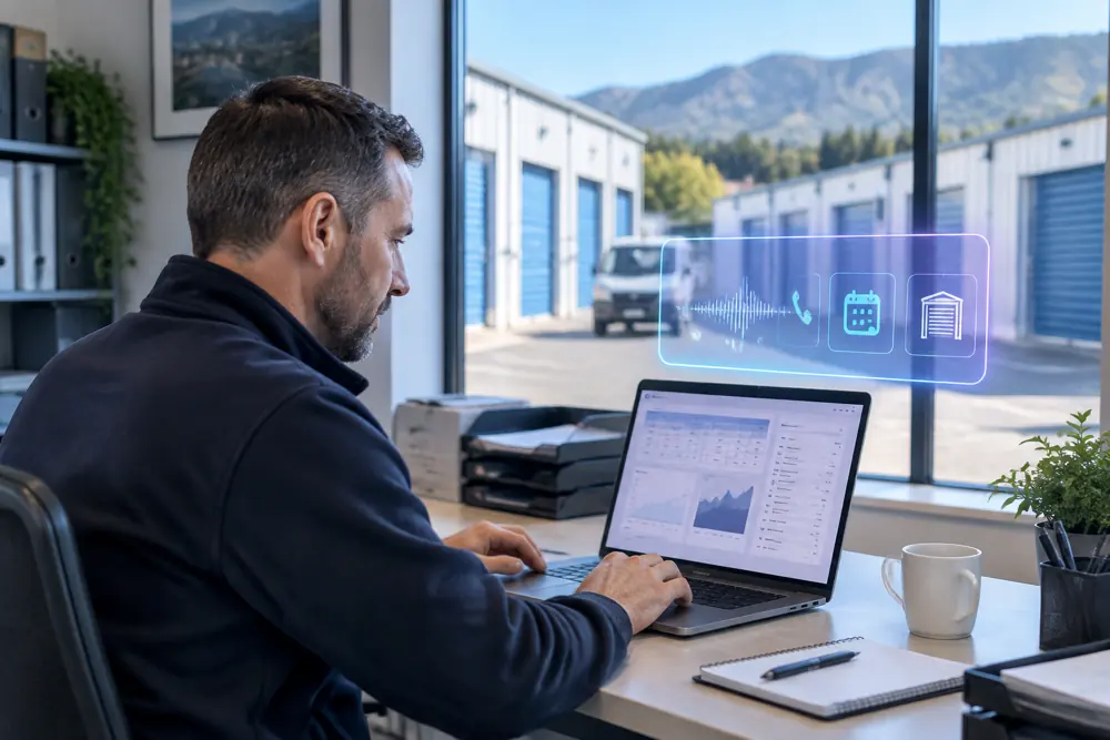 Business owner reviewing Voice AI conversation outcomes