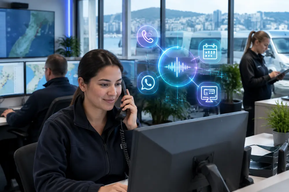 Taxi/shuttle companies workflow coordinated across channels