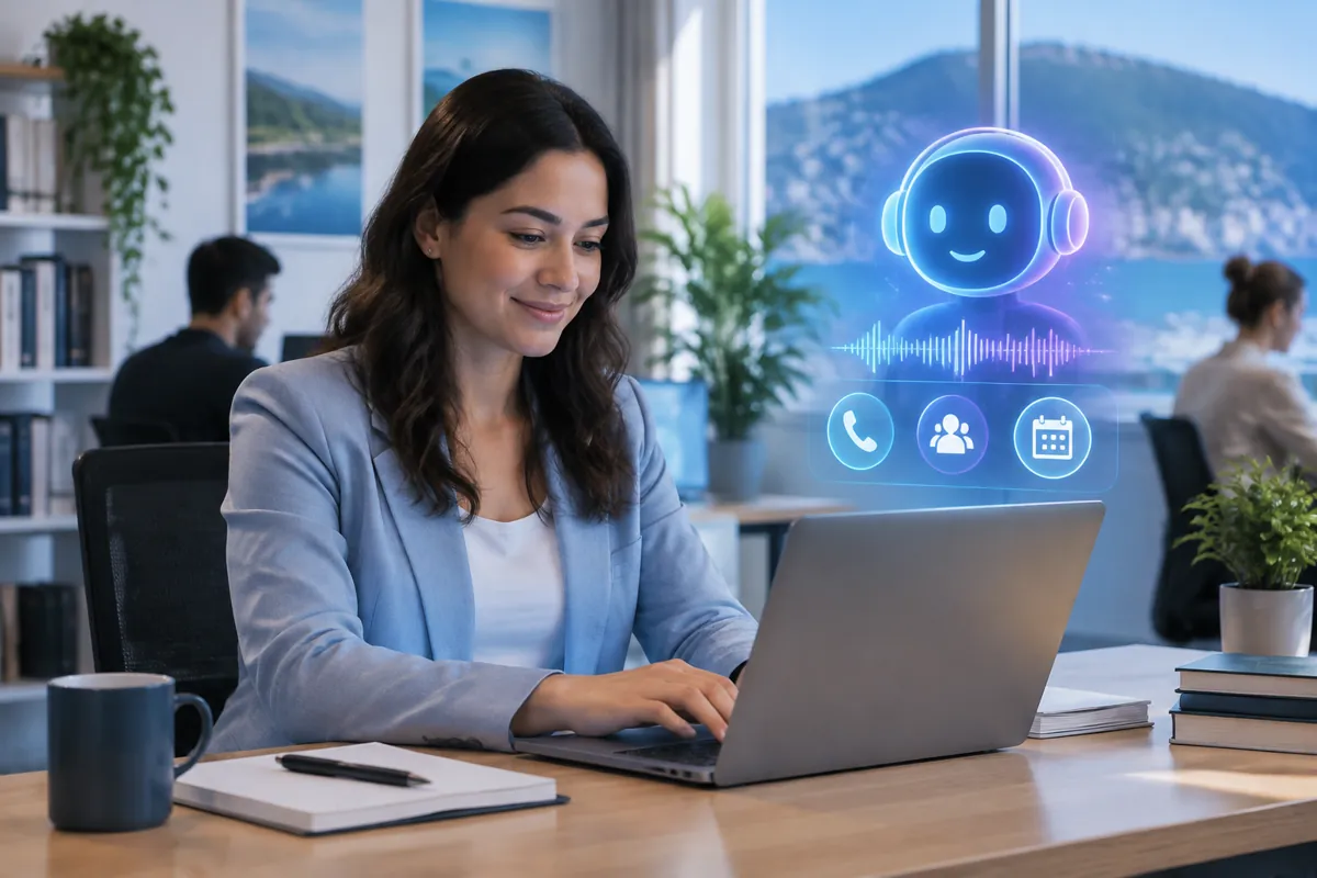 Training providers team at work while AIIT Voice AI answers customer calls