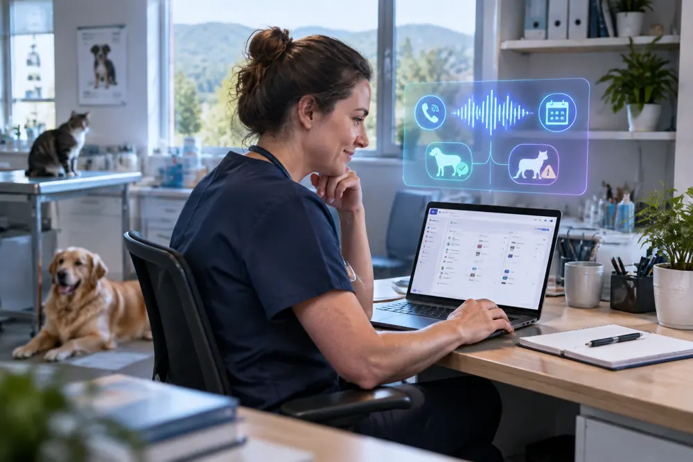 Business owner reviewing Voice AI conversation outcomes